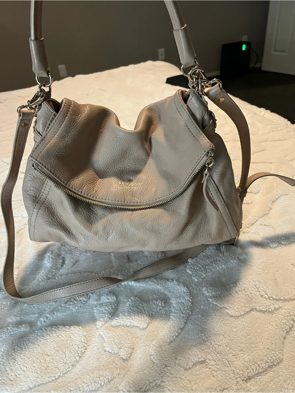 kate spade Taupe Pebbled Leather Crossbody Bag